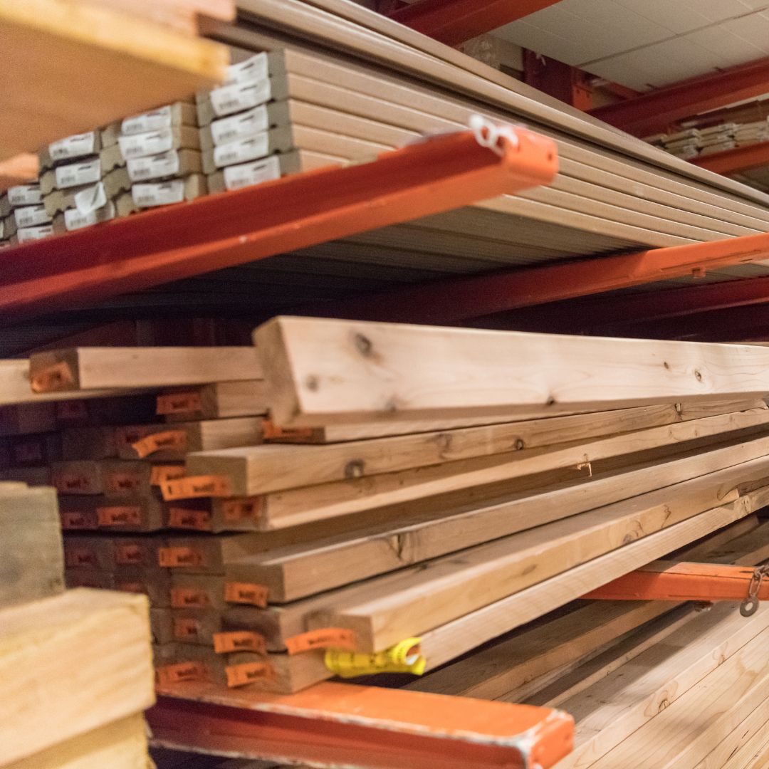 wood products on cantilever rack