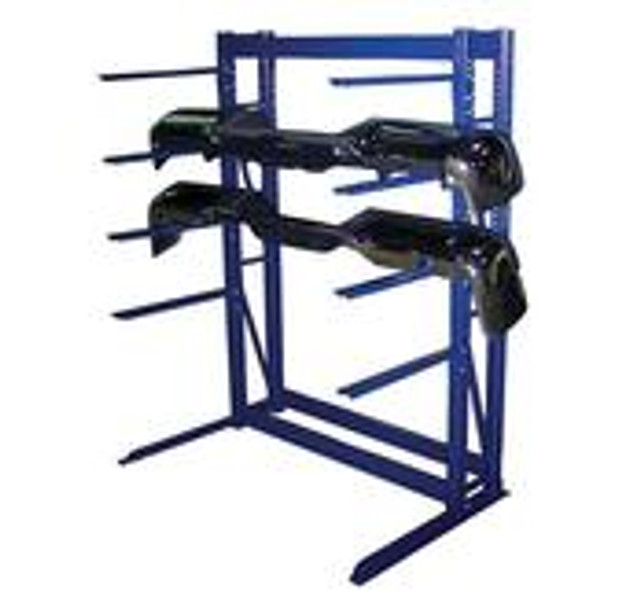 bumper auto parts on cantilever rack